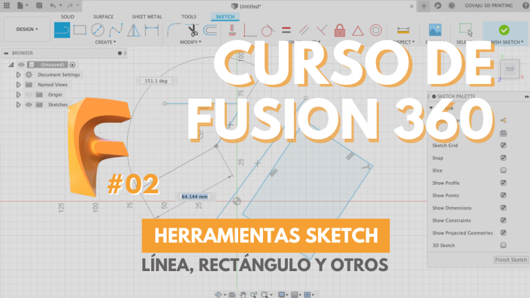 CURSO FUSION 360 – ¿CÓMO DIBUJAR UN SKETCH? ✍ Parte 1 – Línea y rectángulo #2