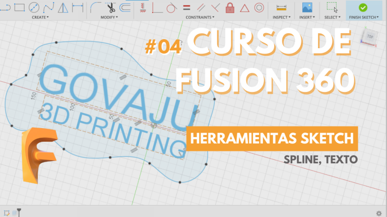 ¿CÓMO DIBUJAR UN TEXTO 3D Y UNA CURVA EN FUSION 360? ✍ Parte 3 – Herramienta Spline y texto… #04